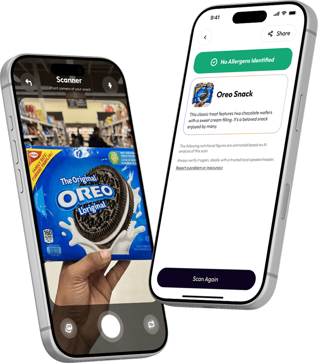 Phone with SnackSmarter app open - three